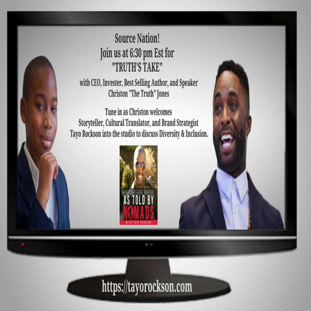 SRNetwork_'s tweet image. Source Nation! 2nite 6:30 Est #TruthsTake @christonjones @thetruth2024 &amp;amp; @TayoRockson #Diversity #Inclusion #Storyteller #CulturalTranslator #Brand Strategist
@srnetwork_  @srnlivetv @larry_white_sr kimberlymmclemore @dhylles @iamjamesgrant jaketra_bryant @ugdigital @ugdlive