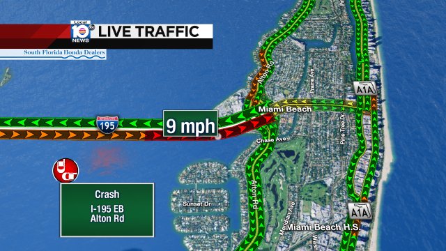 #TRAFFICALERT Crash on I-195 EB at Alton Rd headed to #MiamiBeach. https://t.co/r1P7dtxEfu