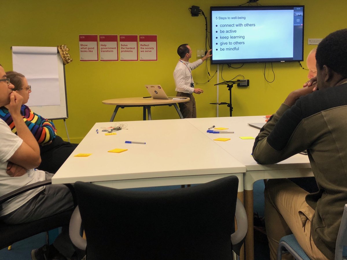 Just been to a great lunchtime workshop with ⁦<a href="/DanOcchipinti/">Daniele Occhipinti</a>⁩ about exercise and wellbeing. Just one of #gdsteam events to mark #WorldMentalHealthDay