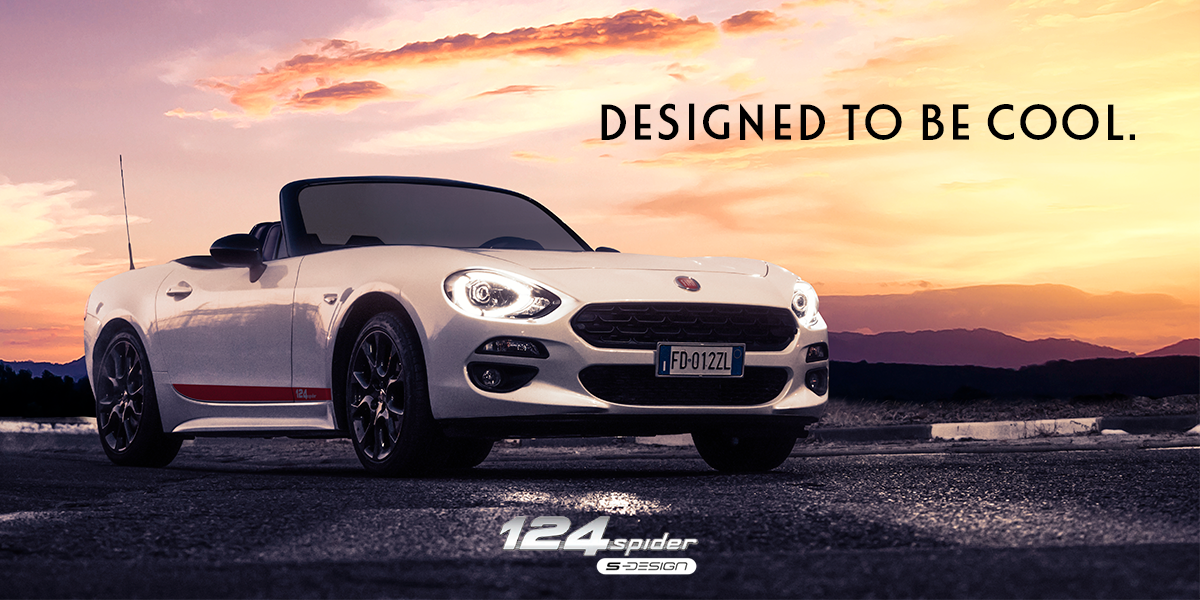 fiat's tweet photo. Last days of sunny weather? Let’s make the most of it, with the #Fiat124Spider S-Design’s enticing curves and open roof. #Fiat https://t.co/eoZPtmgr6U