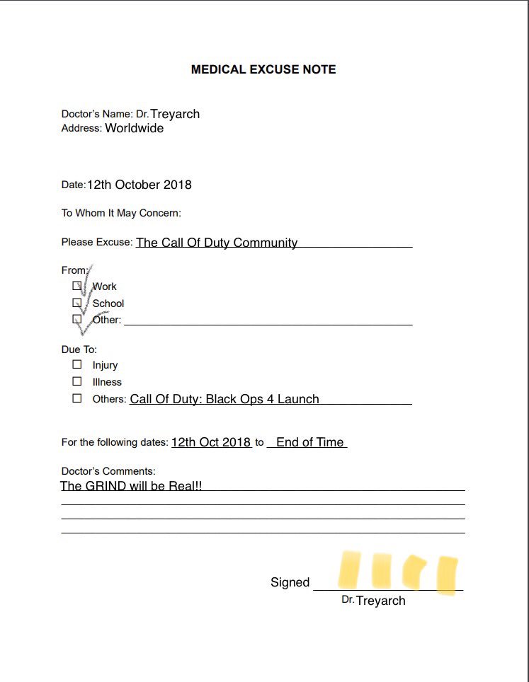 cod intel on twitter quot haven t managed to get the day off doctors note reddit