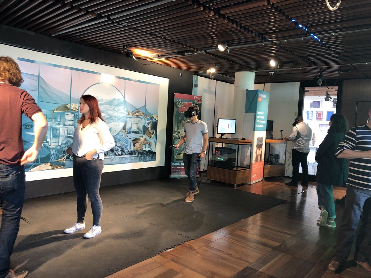 nainitadesai's tweet photo. Thanks to @BAFTA and putting on the #vrshowcase yesterday at #digitalcatapult so many wonderful cutting edge games and experiences.  #berlinblitz by the #bbcvrhub and @Zillow was standout. I think I even managed to not look like a clumsy robot with the head gear. https://t.co/kLLXxBaz9c