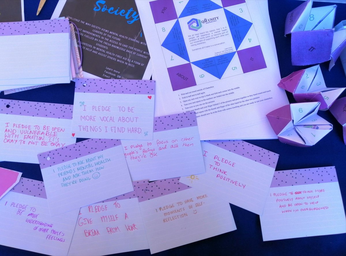 Some really insightful pledges being made by QMUL students this #WorldMentalHealthDay  Why not make your way to the library square &amp; share yours? <a href="/QMStudentHealth/">QMUL Student Health</a> #WorldMentalHealthDay
