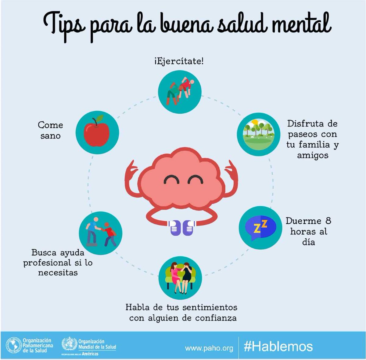 pensarenpsicolo's tweet photo. Para tu buena #saludmental:
🏋🏽 Haz ejercicio regularmente 
🍲 Come sano
😴 Duerme lo necesario
🍺 Reduce el consumo de alcohol
🗣 Habla de tus sentimientos 

#DíaMundialSaludMental #Hablemos #SaludParaTodos https://t.co/C5j8xepNOB