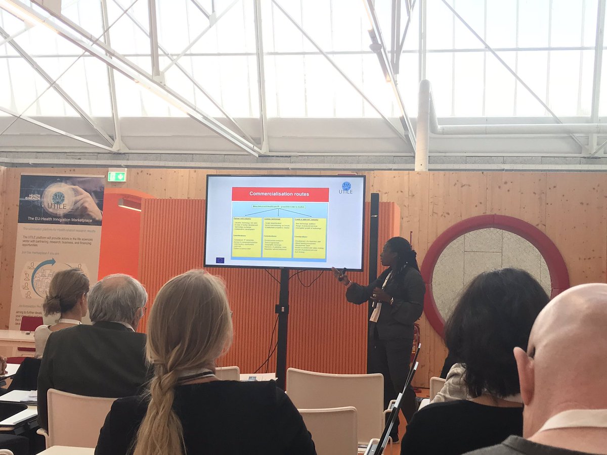 UtileProject's tweet photo. The possible routes to market in the #health sector are now showed by Anji Miller during the #training on valorisation of the #research results #EU4Health #utileproject #MIT4LS2018 https://t.co/n0u9vgGSuV