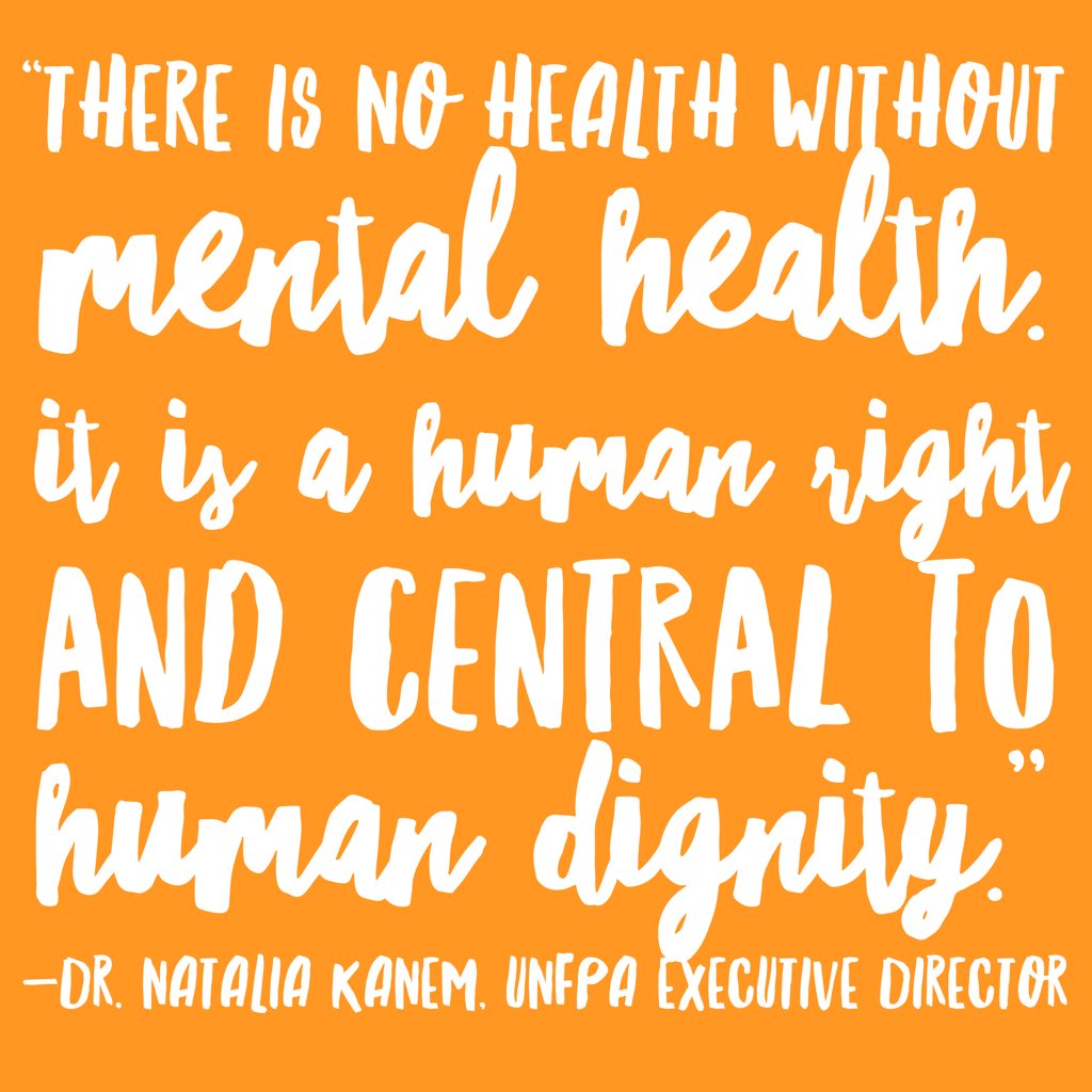UNFPA's tweet photo. Today, on #WorldMentalHealthDay, we’re calling for strengthened action to provide services for the mental health of young people.

RT if you agree with us that there is no health without mental health. 
 
#WednesdayWisdom via @Atayeshe https://t.co/u1AtHDvA4x