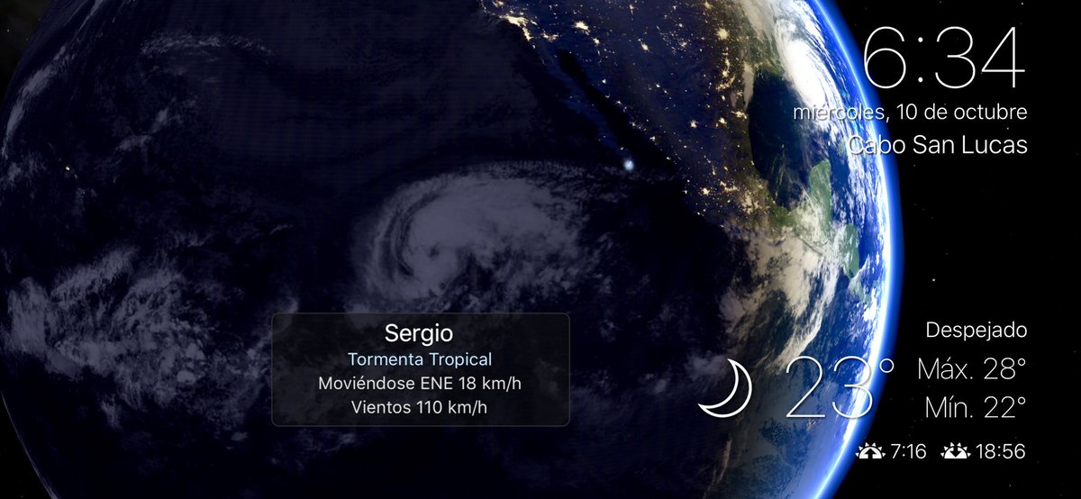 chematierra's tweet photo. ACTUALIZACIÓN:
La #TormentaTropical #Sergio en el Océano Pacífico se dirige rumbo a la Península de Baja California México 🇲🇽
•Vientos 110km/h (con tendencia a debilitarse)
•1590km al WSW de #BCSMex
Se mueve 19km/h hacia el ENE
Oct 10/05:00h PDT
https://t.co/PN7emeupjL https://t.co/kSNf2vCAnN