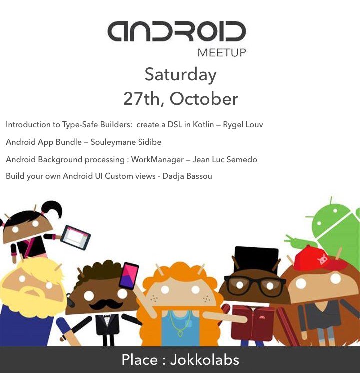 DakarAndroidUG's tweet photo. Hello! Le prochain meetup c’est pour le 27 Octobre: Meetup 2.2 "Froyo" 
#Dakar #DAUG #android #team221 #kebetu #Senegal https://t.co/BY59dgzbRN