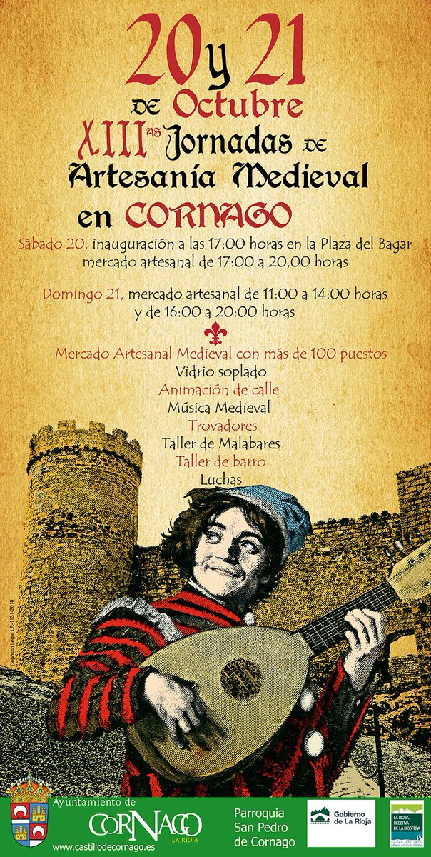 VillaCornago's tweet photo. XIII Jornadas de Artesanía Medieval en #Cornago, próximos 20 y 21 de octubre de 2018 #MercadoCornago https://t.co/KuoUohMtFd