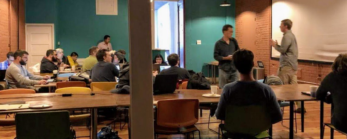 DemandGenDan's tweet photo. Great turnout last night at the Intro 2 Solidity meetup last night in #505tech scene at #freerangespaces Lots of talk about #blockchain and the upcoming @BlockFiestaABQ on Saturday. https://t.co/gv8oLnGrnk https://t.co/rSbiuRr4Uh
