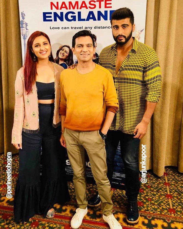Team_Arjun's tweet photo. Param and Jasmeet are on a Interview spree today... 😍❤️ only #9DayToGo ! 

@arjunk26 @ParineetiChopra with @VikramOza for #NamasteEngland promotions https://t.co/1D4DVuaAma