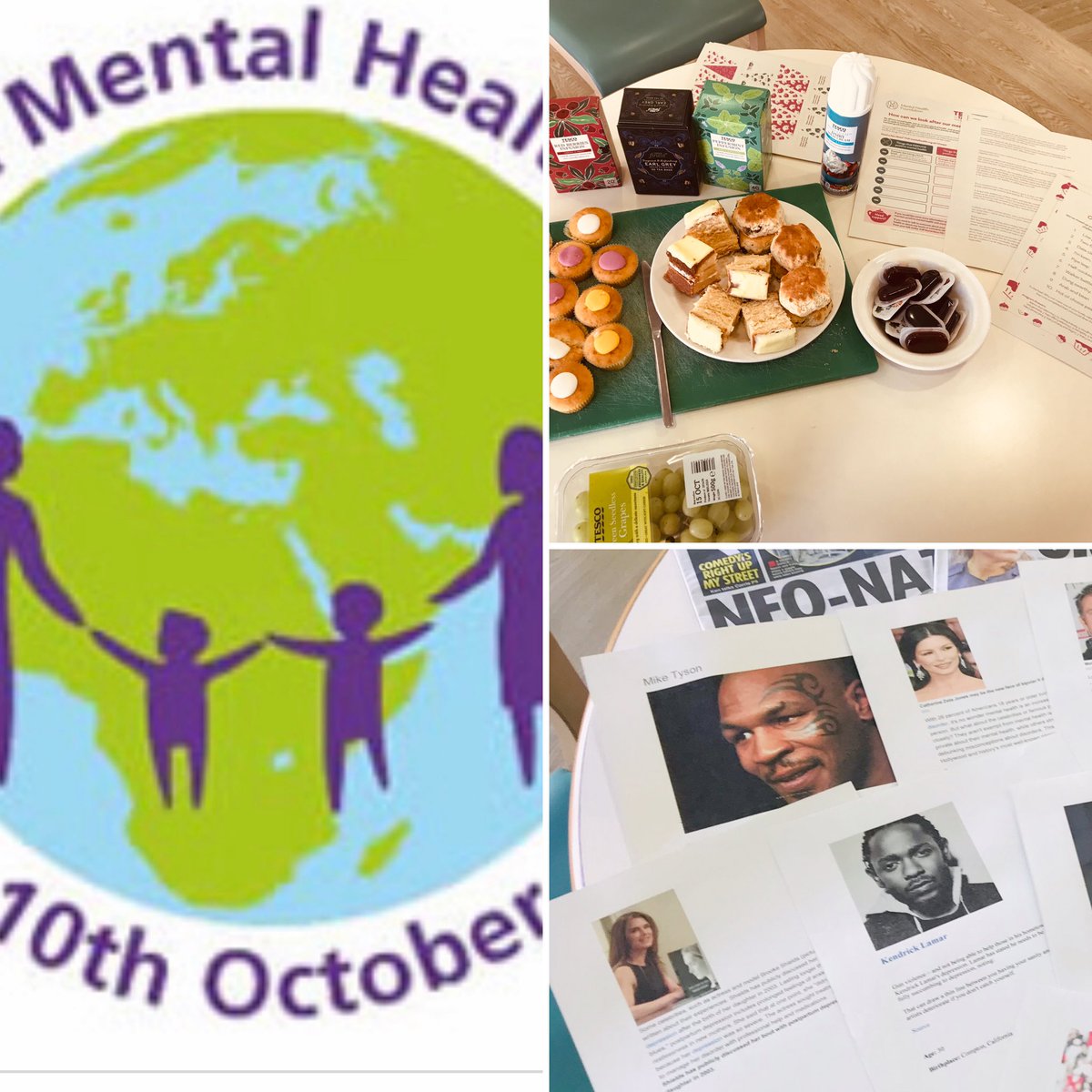 Down here on Isherwood ward we are recognising that it is  World Mental Health Day by  “Tea & Talk” we have lots of info from sportsmen/women  to singers to actors who have suffered from, mental health issues, talking really does help ⁦@GMMH_NHS⁩ ⁦@WMHDay⁩ #teaandtalk