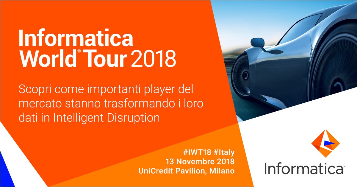Scopri come aziende quali Aviva, Sacchi Elettroforniture, SIAE e The Nice Group hanno avviato la loro trasformazione digitale nei rispettivi mercati di appartenenza. Iscriviti ora a Informatica World Tour Italy 2018! infa.media/IWT18ITA  #IWT18 #Italy