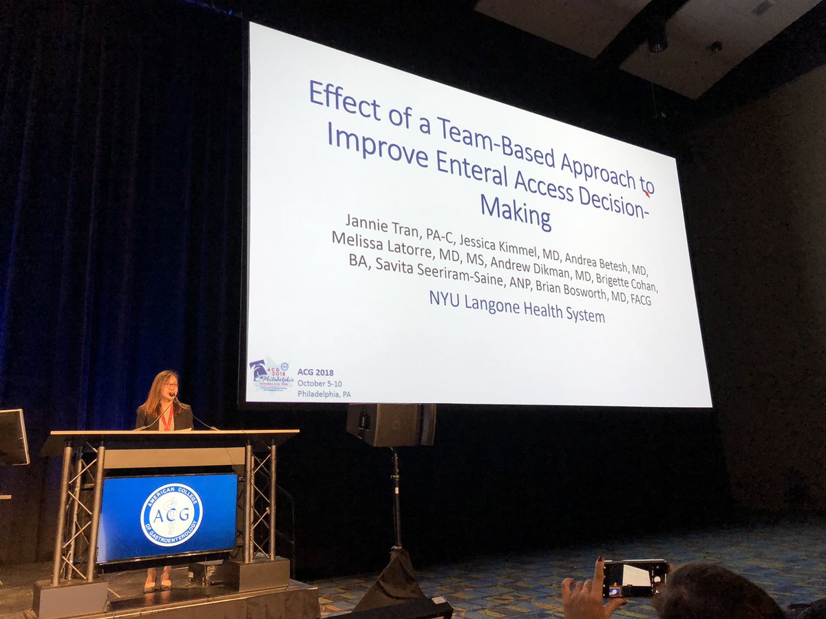 Mark B. Pochapin, MD (@markpochapin) on Twitter photo Jannie Tran, a PA <a href="/nyulangone/">NYU Langone Health</a> presents a novel Enteral Access Team (EAT) approach for feeding tube consultations that improves outcomes, has less complications and allows for a discussion that includes palliative issues. We should all use EAT (and I love the acronym). #ACG2018 Jannie Tran, a PA <a href="/nyulangone/">NYU Langone Health</a> presents a novel Enteral Access Team (EAT) approach for feeding tube consultations that improves outcomes, has less complications and allows for a discussion that includes palliative issues. We should all use EAT (and I love the acronym). #ACG2018