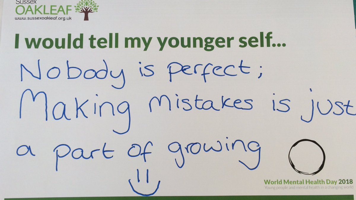 nenlala's tweet photo. My advice to my younger self for #WorldMentaHealthDay #WMHAD18 #BeKindToYourself @SussexOakleaf https://t.co/AApMsYLGAq
