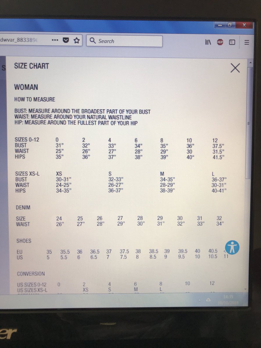 Helmut Lang Size Chart