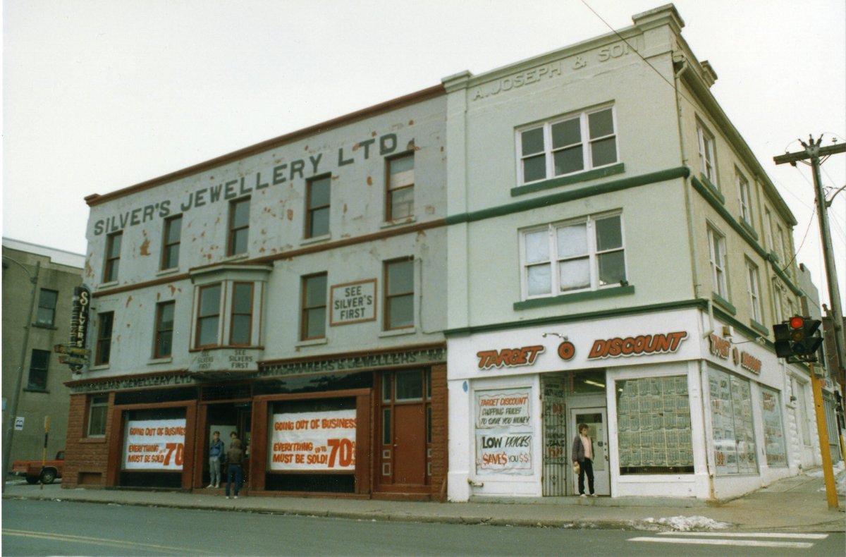“A photo of 338 Water Street, St. John's, circa 1980s. At this point, the building was owned by Lewis Ferman. Ferman rented it to Don Drodge, who opened the first Target Discount store in NL.” /via <a href="/DaleJarvis/">Dale Gilbert Jarvis 💀</a> 
Photo courtesy @CityofStJohns