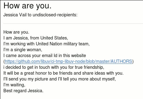 sxaTech's tweet image. Well at least the spammers are honest about where they got my details from ... #libuv #spam