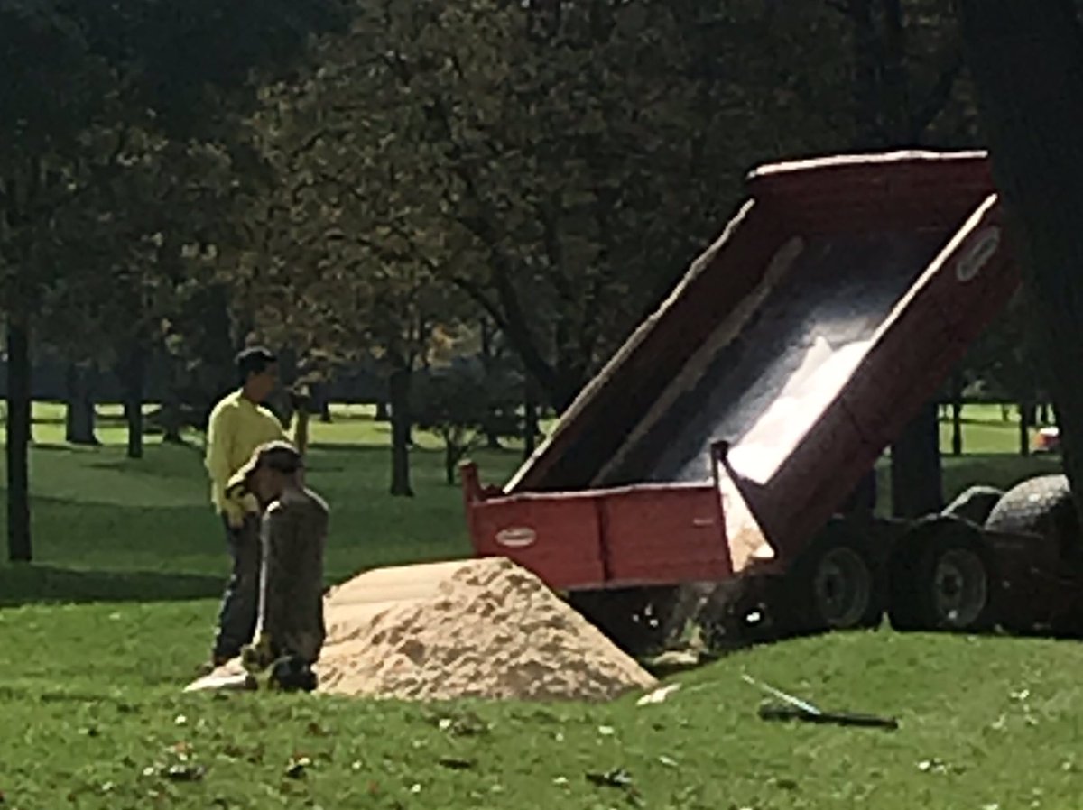NCCTurf's tweet photo. New sand added into the red nine bunkers https://t.co/K3tNSDYxhm