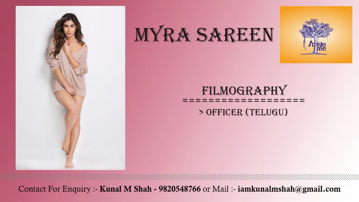 Artistetree's tweet photo. Our Talent #MyraSareen Celebrity Management Agency #ArtisteTree Kunal M Shah #KunalMShahCastingAgency #CastInTime @realmyrasareen https://t.co/OzYw84fyhI