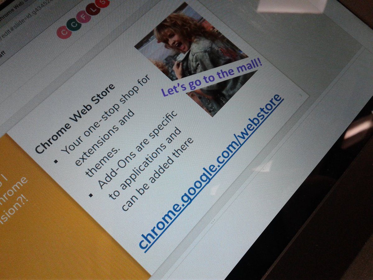 TeacherSnooks's tweet photo. It's not even 10am and I've already learned so much about Google apps and extensions to support the learning stuff that happens in and out of the classroom #ChromeBook #PracticalPD #GoogleAppsandExtensions #RethinkSecondary #tvdsb https://t.co/rn3RjyMVKA