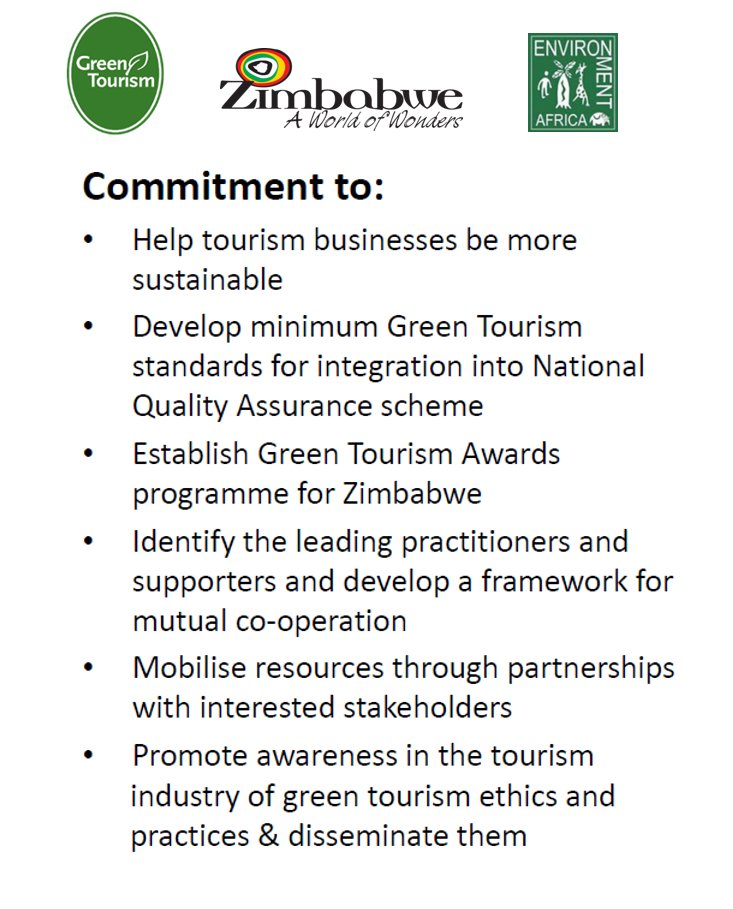 Certification & Accreditation are tools for #sustainabledevelopment. A mechanism used to show high #standards of #performance beyond legislation, a source of competitive advantage.@tourismzimbabwe we are proudly certified @GreenTourismUK. @AfricaAlbida @ilalalodge @WildHorizons