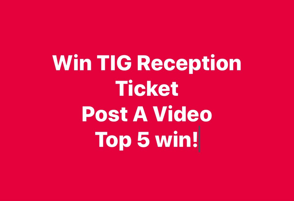 TIG RECEPTION Video Contest
Prize:  1 TIG RECEPTION TICKET each for 5 winners
Top 5 Videos
Duration:  30-60 seconds

Theme: How has TIG or TIG companies helped you?
Tag @TechIndGroup <a href="/Alex_F_Alvarez/">Alex Alvarez</a> or any TIG Member