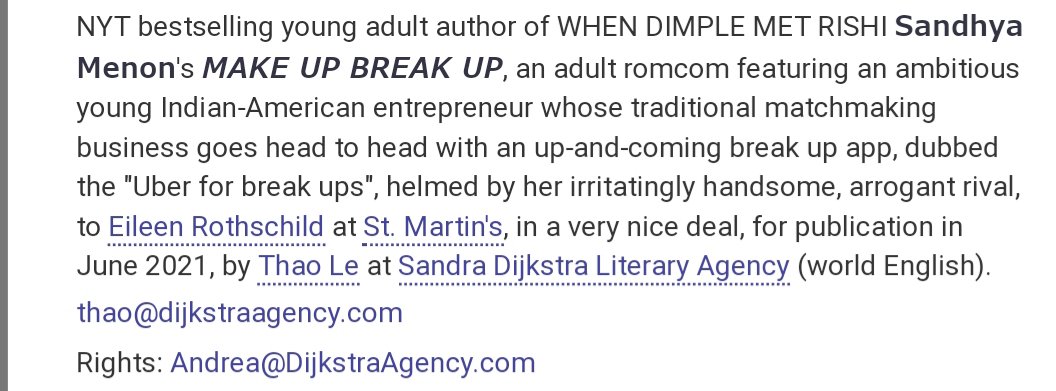 smenonbooks's tweet photo. SO excited to be working with @E_Roths for my FIRST ADULT ROM-COM! It's not out for a little while, but you guyssss, I LOVE these characters and this story! (Two dating experts go head-to-head with their apps/companies!!) https://t.co/I0foMLJqE9