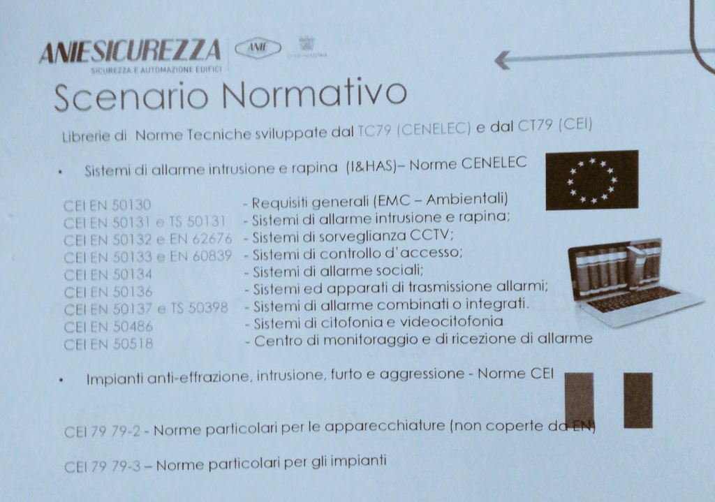 Roadshow Sicurezza: istruzioni per l'uso. Ampio approfondimento sullo scenario normativo italiano ed europeo legato agli impianti #antintrusione <a href="/aniesicurezza/">AnieSicurezza</a> <a href="/ORDINEingMI/">Ordine Ingegneri MI</a>