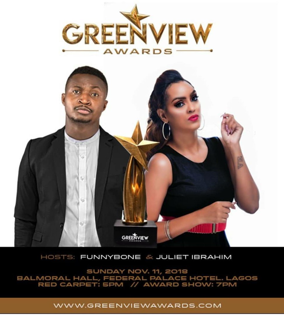greenviewawards's tweet photo. It's official! Meet your hosts for the maiden edition of the GREENVIEW AWARDS: @funnyboneofficial and @julietibrahim. It promises to be a glamorous and memorable night. Are you ready??? #greenviewawards2018 #GreenviewAwards https://t.co/XuFjKFvCC6