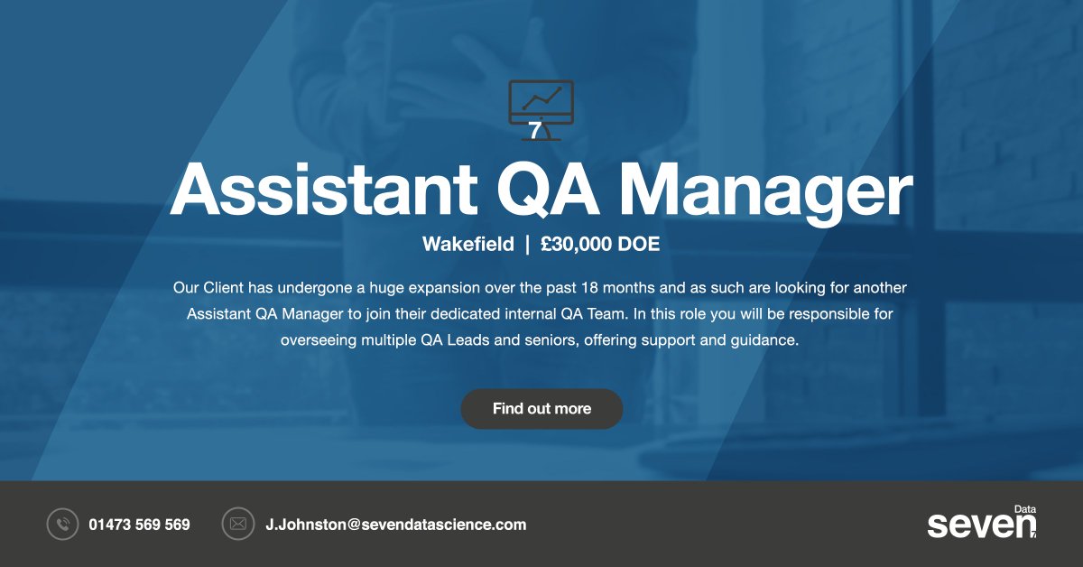 Seven_Data7's tweet image. We have a new position available · Assistant QA Manager · Gaming Industry - Video Games · #QA #Manager #VideoGames