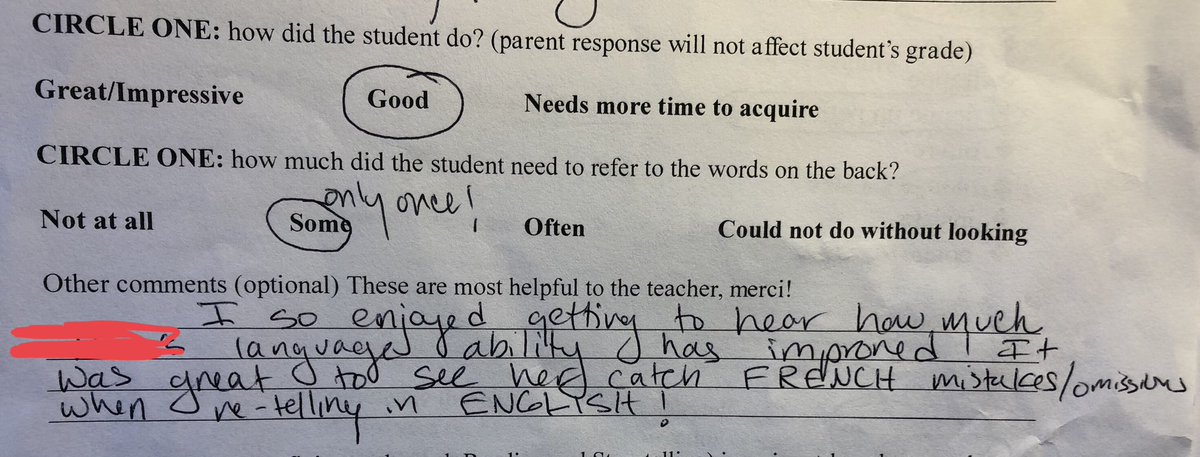 madamelitten's tweet photo. #feelinglikearockstar Parent feed-back after 6th graders’ first MT homework. (The last one is my favorite, as this student has NEVER had a language before!) #ciforthewin #tprs https://t.co/Ch6BaezKEU