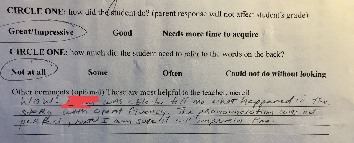 madamelitten's tweet photo. #feelinglikearockstar Parent feed-back after 6th graders’ first MT homework. (The last one is my favorite, as this student has NEVER had a language before!) #ciforthewin #tprs https://t.co/Ch6BaezKEU