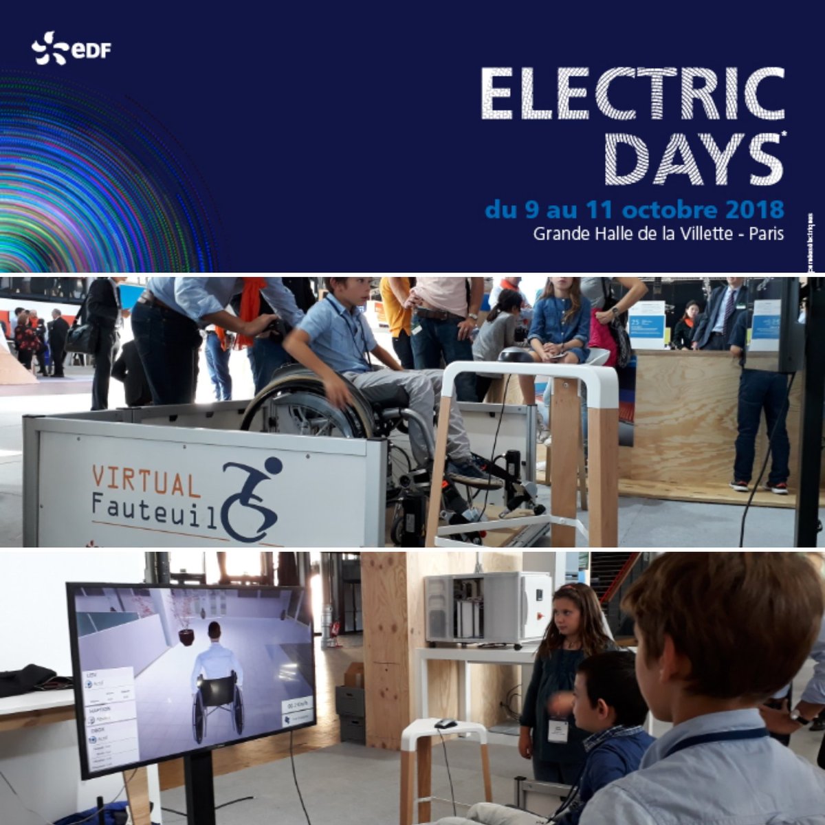 Quand #virtualfauteuil, une innovation de la R&amp;D d'<a href="/EDFofficiel/">EDF</a> et du <a href="/SuivezleCEREMH/">CEREMH</a> séduit le jeune public aux #ElectricDays : sensibilisation au handicap réussie 😁 !