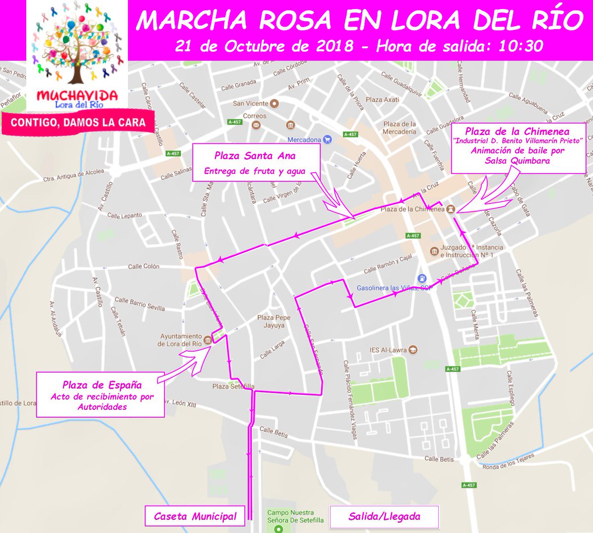 MARCHA ROSA 10.30 de la mañana del Domingo 21 de Octubre desde la Caseta Municipal de Lora del Río