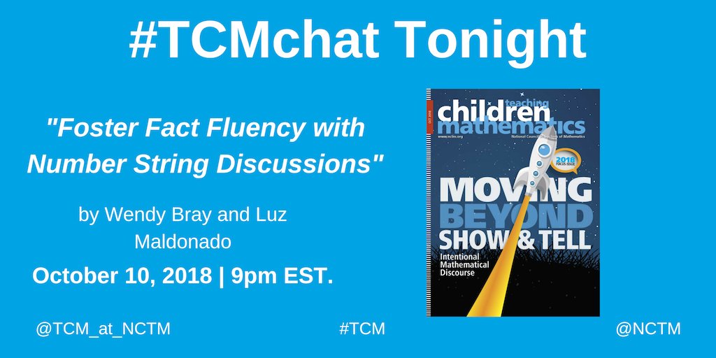 TONIGHT is our October #TCMchat at 9pm EST, "Foster Fact Fluency with Number String Discussions." Read the FREE article here, and join us back on Twitter tonight: ow.ly/5U1h30m9dPr