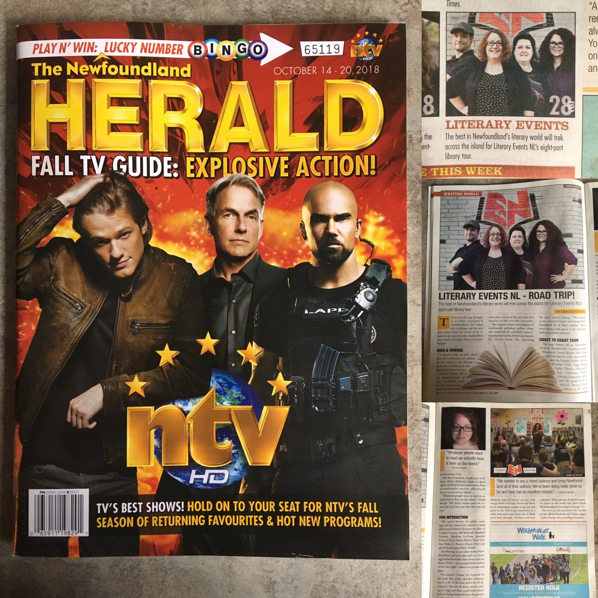 LitEventsNL's tweet photo. Grab the latest issue of The Newfoundland Herald and check out the feature on LENL and our awesome 8 stop library book tour!! #newfoundland #lenl #amreading #thenewfoundlandherald @NLPubLibraries https://t.co/gTHzId8dX9