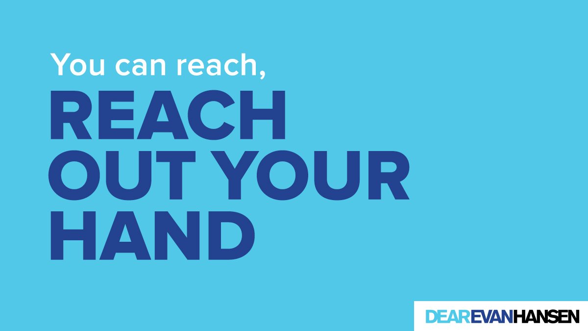 Dear Evan Hansen (@DearEvanHansen) on Twitter photo 2018-10-10 14:05:06 This #WorldMentalHealthDay, we applaud our incredible partners—@ChildMindInst, @CrisisTextLine, @JedFoundation, @TrevorProject, @BtwFoundation, and @lttphoto. #DearEvanHansen This #WorldMentalHealthDay, we applaud our incredible partners—@ChildMindInst, @CrisisTextLine, @JedFoundation, @TrevorProject, @BtwFoundation, and @lttphoto. #DearEvanHansen