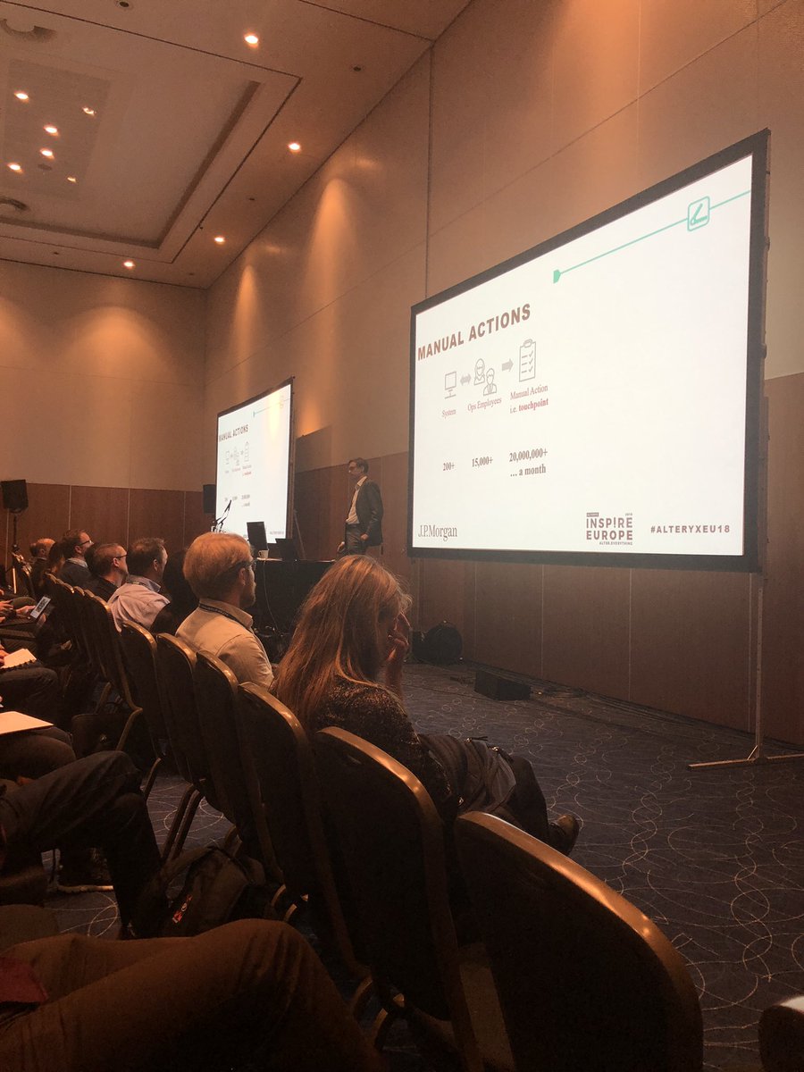 alteryx's tweet photo. Pawel Toczynski of J.P.Morgan shares how they’ve leveraged Alteryx to solve complex #data challenges, saving time and money. #analytics #AlteryxEU18 https://t.co/HsVfWMO0yH