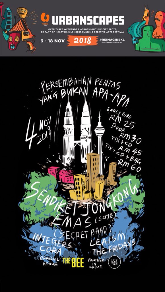 We’ll be opening November playing alongside <a href="/coraband/">CORA</a> <a href="/Leaism/">Moonchild</a> and Integers for <a href="/sajemusik/">SendiketJongkongEmas</a> ‘s Persembahan Pentas Bukan Apa Apa this Nov 4th at <a href="/TheBeeMY/">The Bee</a> under the <a href="/urbanscapes/">Urbanscapes</a> banner! Extra copies of Verklempt are still available so SEE YOU THERE! ❤️