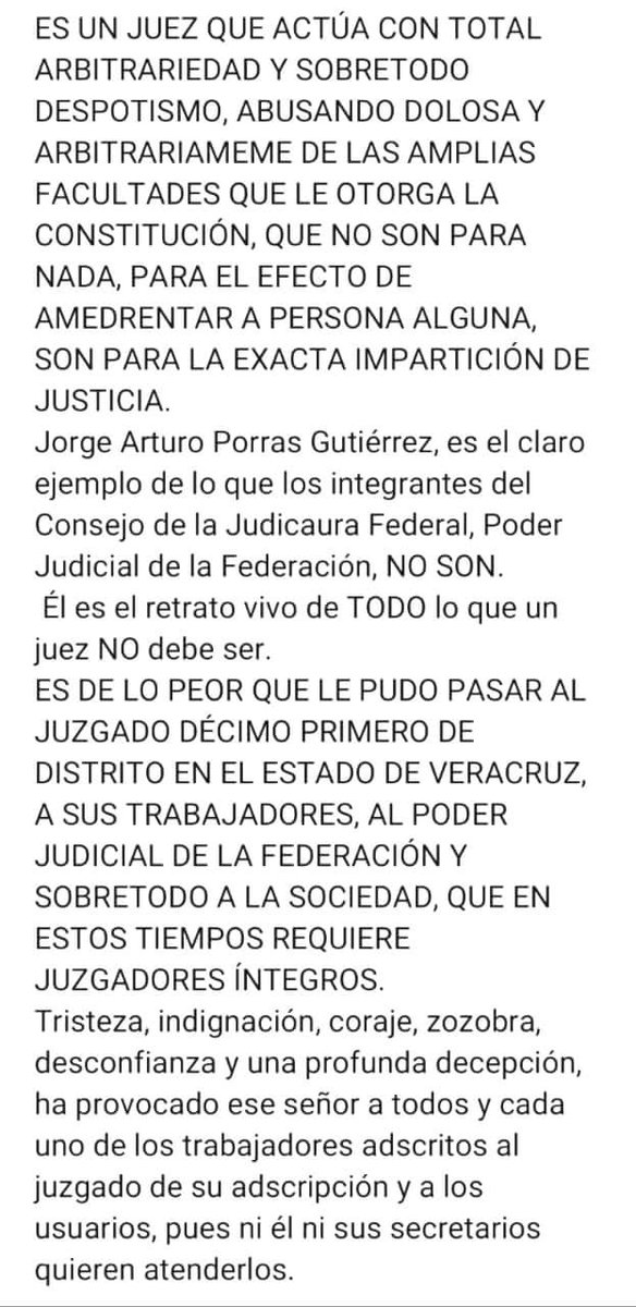 pjf_63's tweet photo. Aunque usted NO crea lo que leerá, es real.
Porras Gutiérrez hizo algo histórico en el Juzgado Décimo Primero de Distrito en el Estado de Veracruz y en el Poder Judicial de la Federación.
Compartamos ésto para que llegue a oídos del @CJF_Mx  @SCJN @AztecaNoticias @salvador_maceda https://t.co/FmoeMGutxy