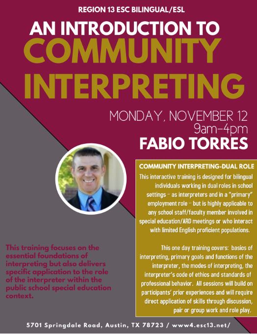 New blog post: Are You the Interpreter For Your Campus or District? Join Us on November 12 www5.esc13.net/thescoop/ell/2… …
