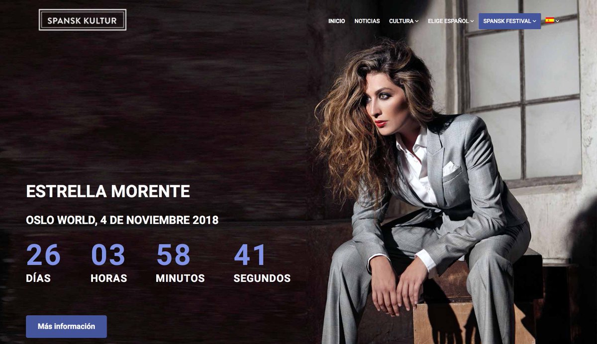 EmbEspNoruega's tweet image. @EstrellaMorente actuará en #Oslo el próximo 4 de noviembre en @osloworld  👏💃😊 Toda la información en➡️ spanskkultur.no
