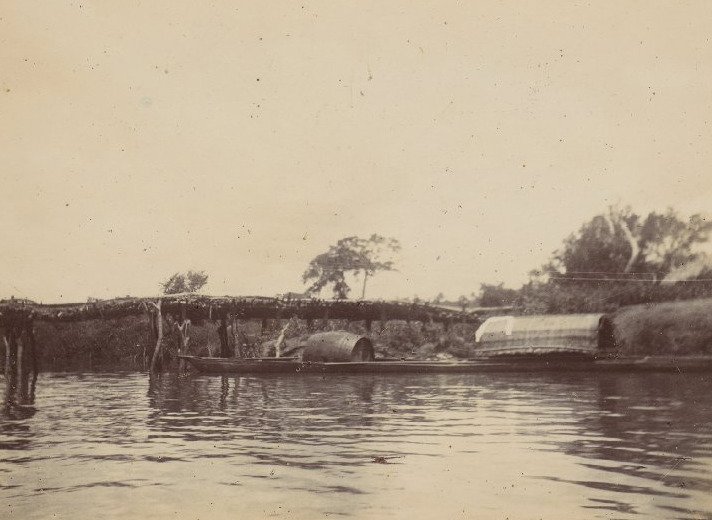 "... the purposes of levying toll from traders.'" Robert D. Jackson (1975). The Twenty Years War. p. 18.Photo: Bridge on the Enyong river near Calabar and Arochukwu. Charles Partridge, 1903. British Museum.