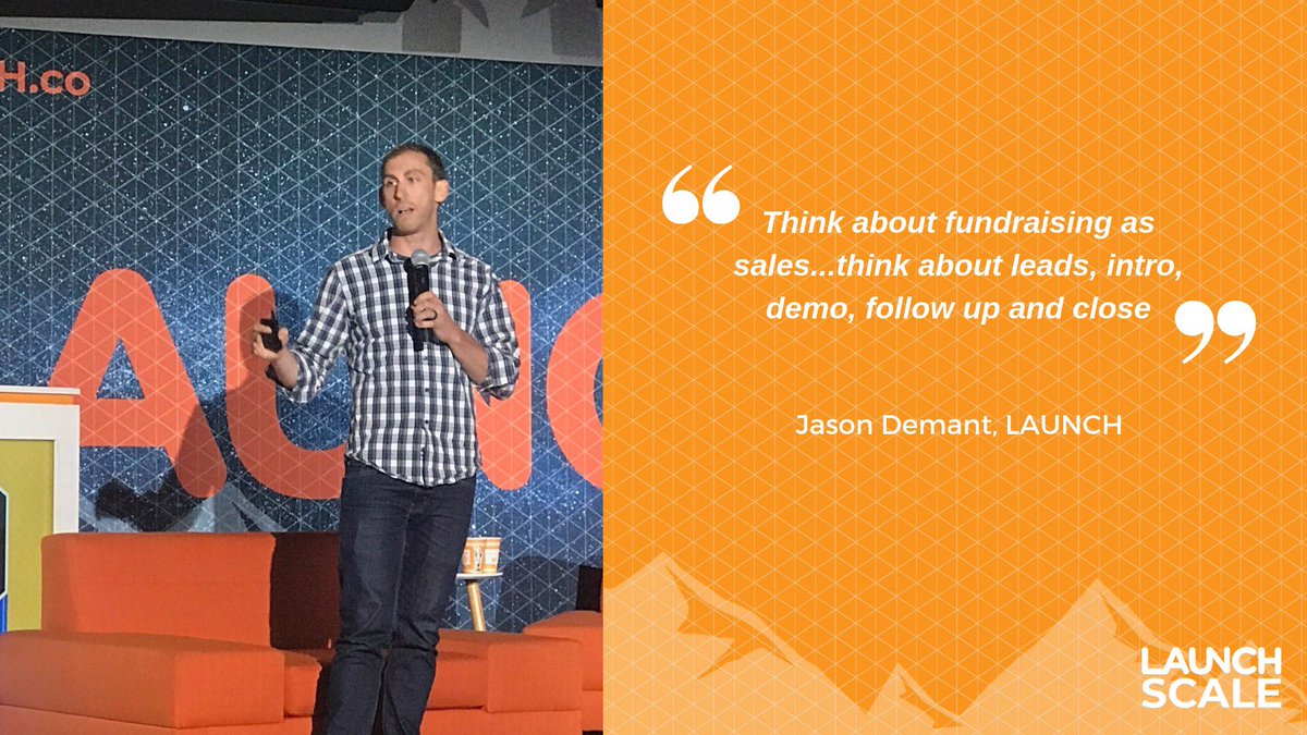 “Think about fundraising as sales...think about leads, intros, demos, follow ups and close”

- <a href="/JasonDemant/">Jason Demant</a>, Managing Director <a href="/LAUNCH/">LAUNCH</a>. 

Session: Fundraising Through Incubators