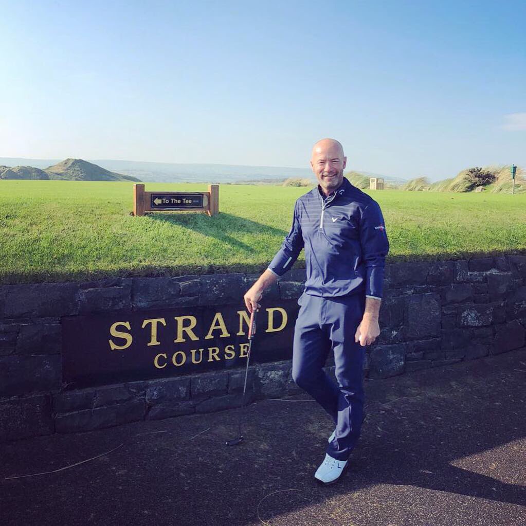 alanshearer's tweet photo. First visit to @PortstewartGC. Incredibly warm welcome, what a course, what a day. Thank you! Can’t wait to come back. @callawaygolf https://t.co/tN0CxyvmQg