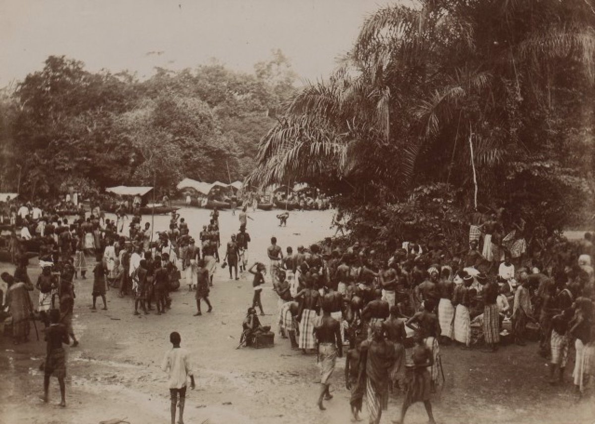 Roads and rivers were tolled in the Igbo and surrounding areas due to trading."Before the establishment of the British military presence, Europeans were stopped and charged road tolls at every major village along their route, ..."Photo: Opobo market c. 1914, Bristol Museums.