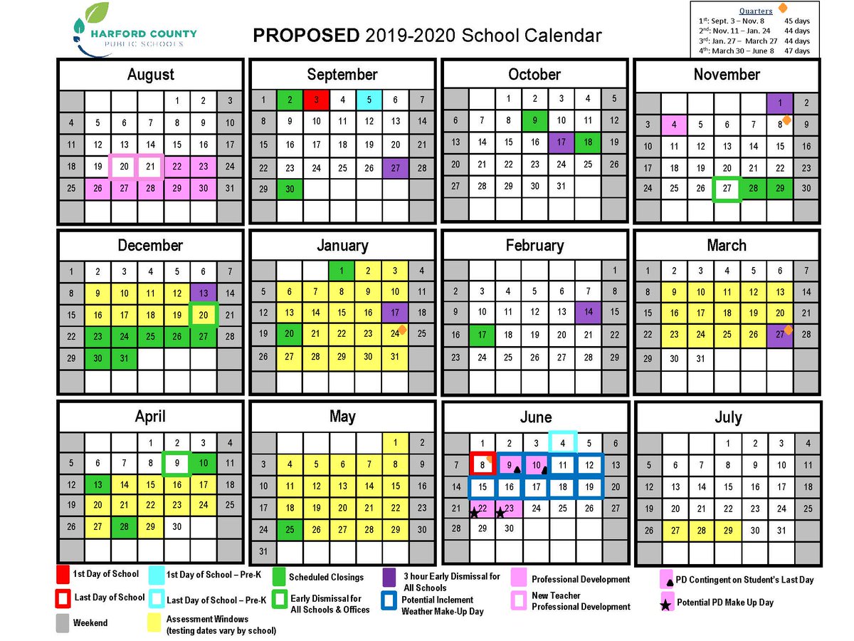 HARFORD COUNTY PUBLIC SCHOOLS: Proposed 2019-2020 School Calendar