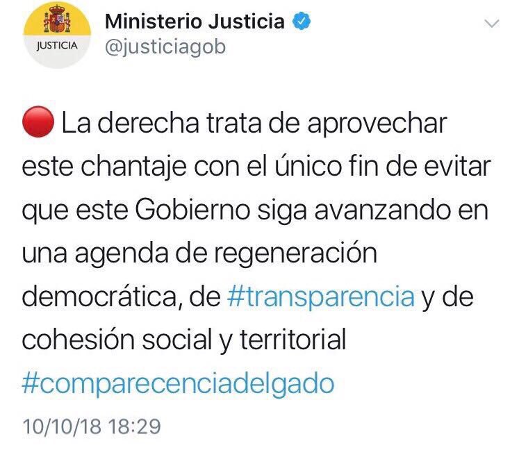 🛑 Vergüenza.

Al PSOE se le va de las manos, no solo han colonizado todas las instituciones, las pone al servicio de su partido.

¿Qué hace el Ministerio de Justicia defendiendo a una ministra del gobierno y opinando de política?

Corrección inmediata y explicaciones.