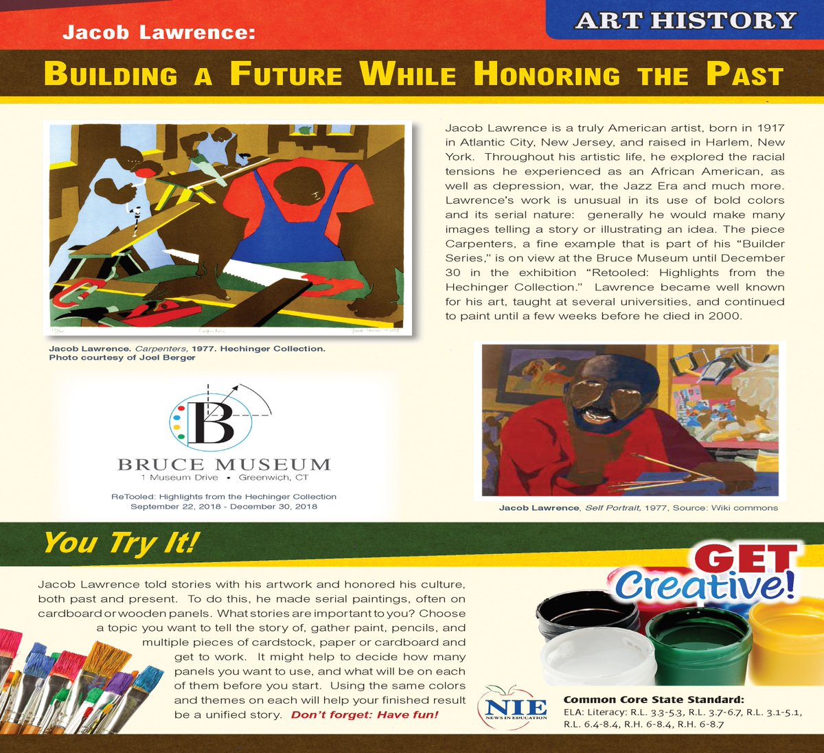 thebrucemuseum's tweet image. Jacob Lawrence: Building A Future While Honoring the Past, Art History, Corinne Flax, Manager of School &amp;amp; Community Partnerships, Bruce Museum - ReTooled on exhibit till December 30th. #JacobLawrence #ReTooled